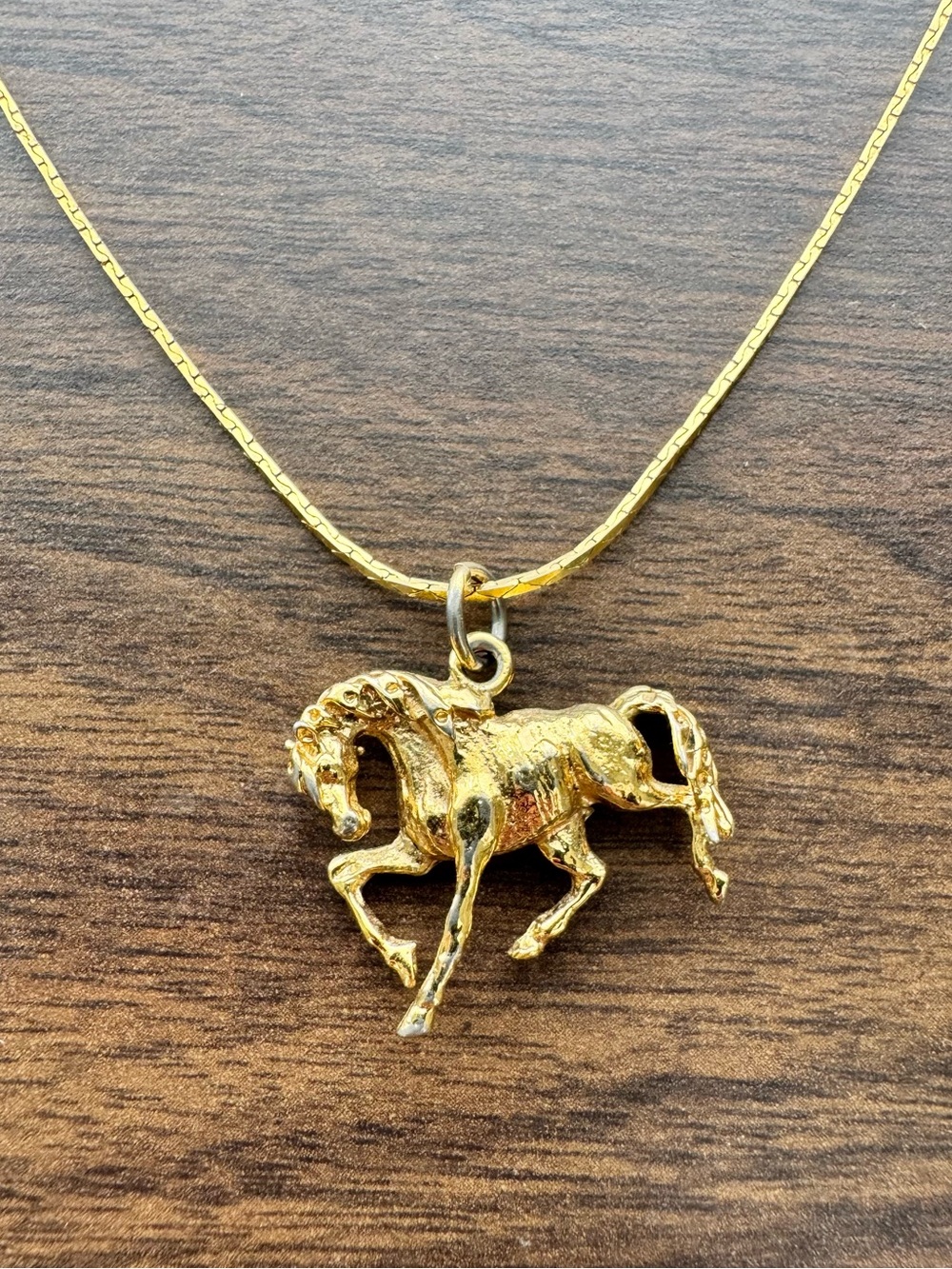 Vintage Gold Horse Pendant Necklace
